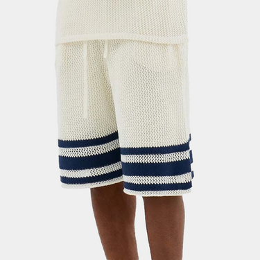 Shane Knit Stripe Short - White